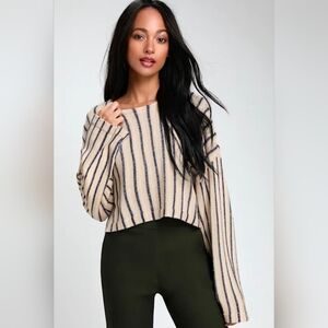 Lulus Striped Cropped Knit Top